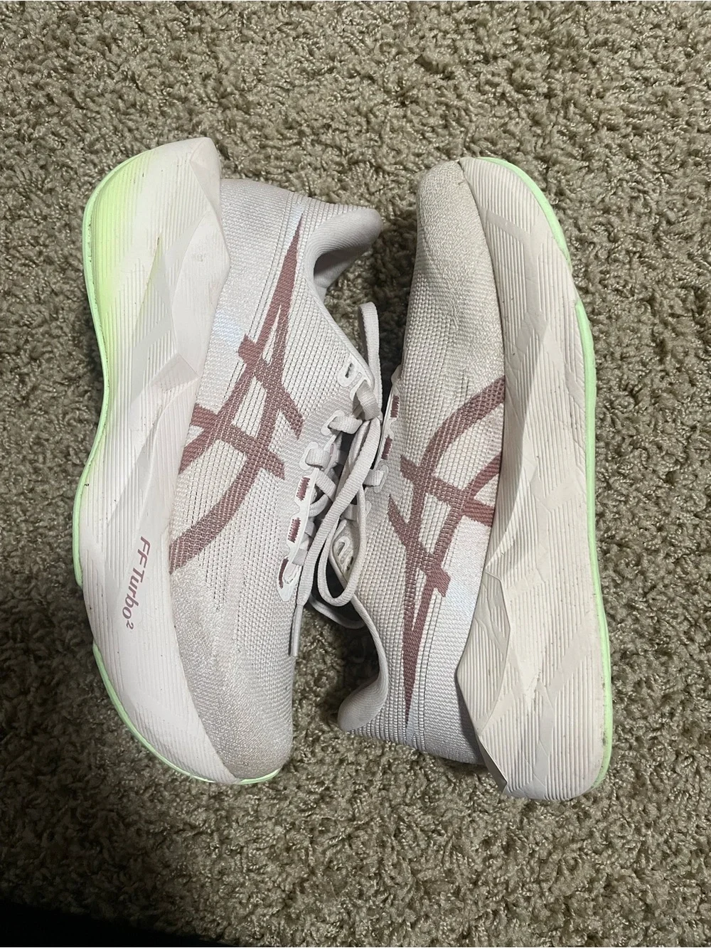 ASICS Women's Running Shoes - Light Gray with Pink and Neon Green Accents